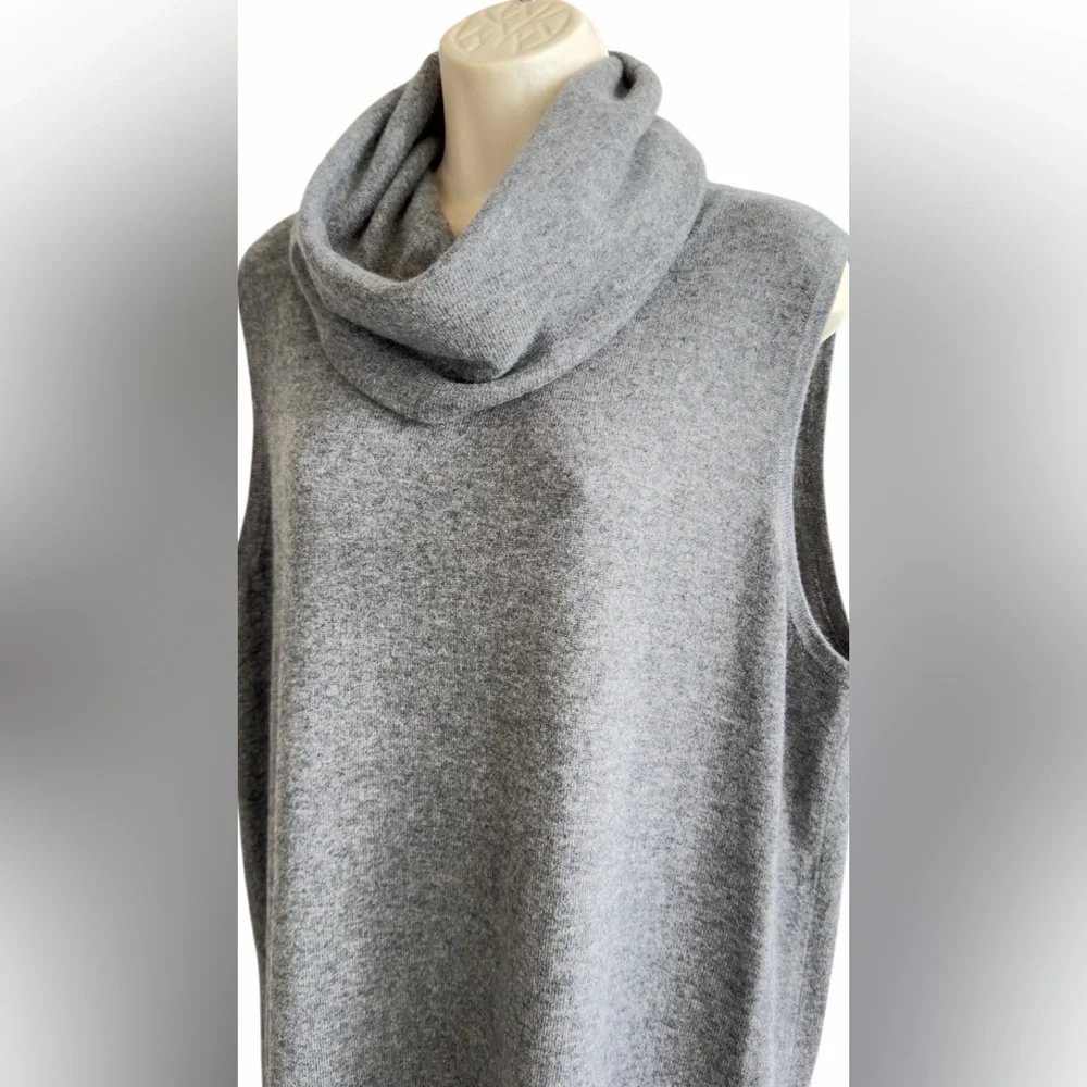 Ralph Lauren Silk Cashmere Cowl Neck Sleeveless Gray Midi Sweater Dress Size XL - Picture 4 of 10